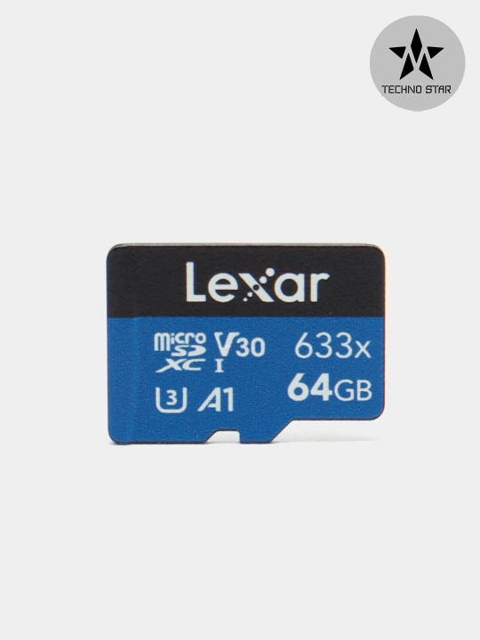 Fleshka Lexar 64GB A1, V30, 4K, 100 Mb/s microSDXC UHS-I card, 64 GB, micro sd