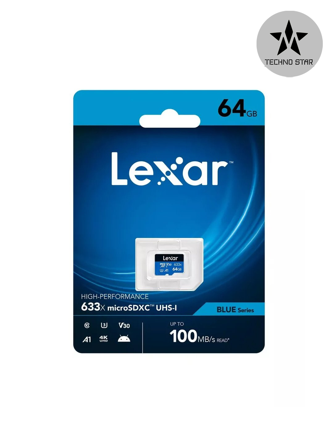Fleshka Lexar 64GB A1, V30, 4K, 100 Mb/s microSDXC UHS-I card, 64 GB, micro sd