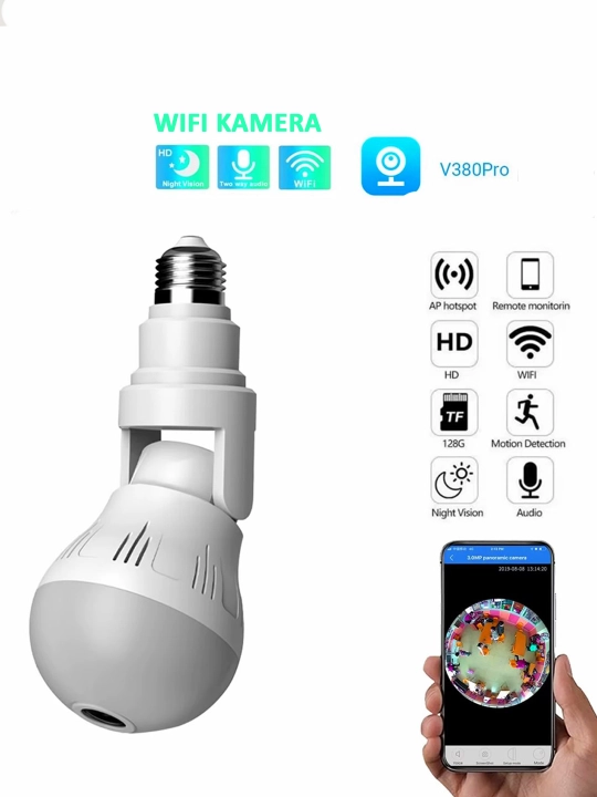 Wifi kamera Камера Лампа, Умная камера видеонаблюдения, с Wi-Fi, с датчиком движения lampa