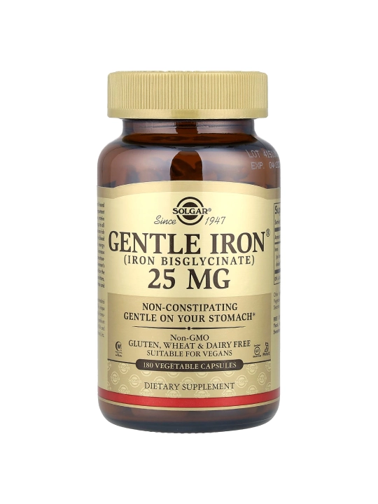 Solgar, Gentle Iron, 25 мг, 90 растительных капсул