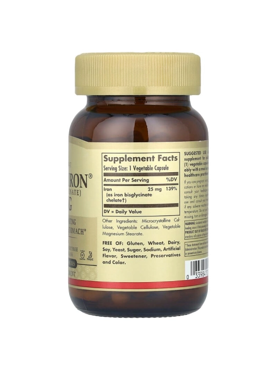 Solgar, Gentle Iron, 25 мг, 90 растительных капсул