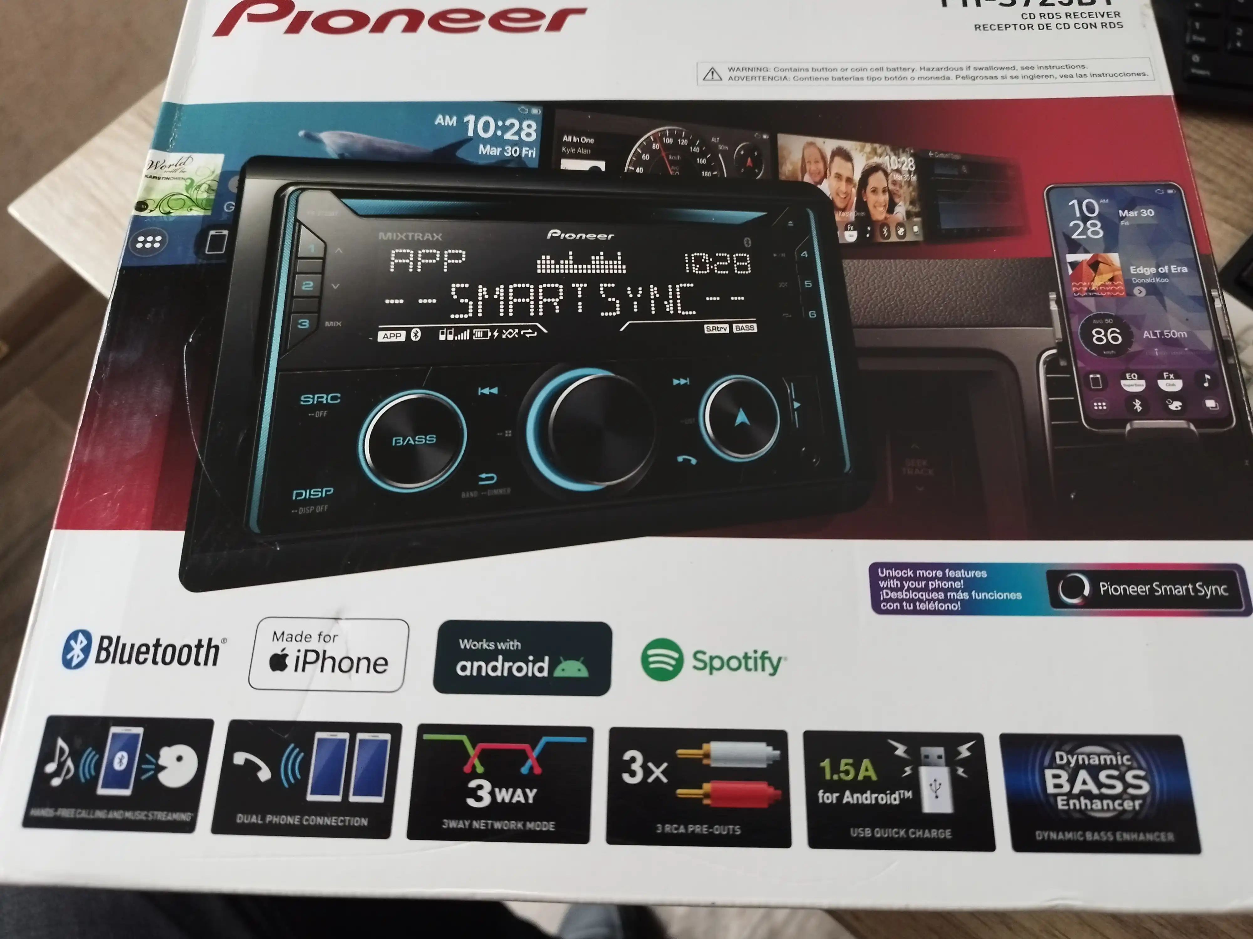 Автомагнитола Pioneer FH-S725BT, с технологией Bluetooth