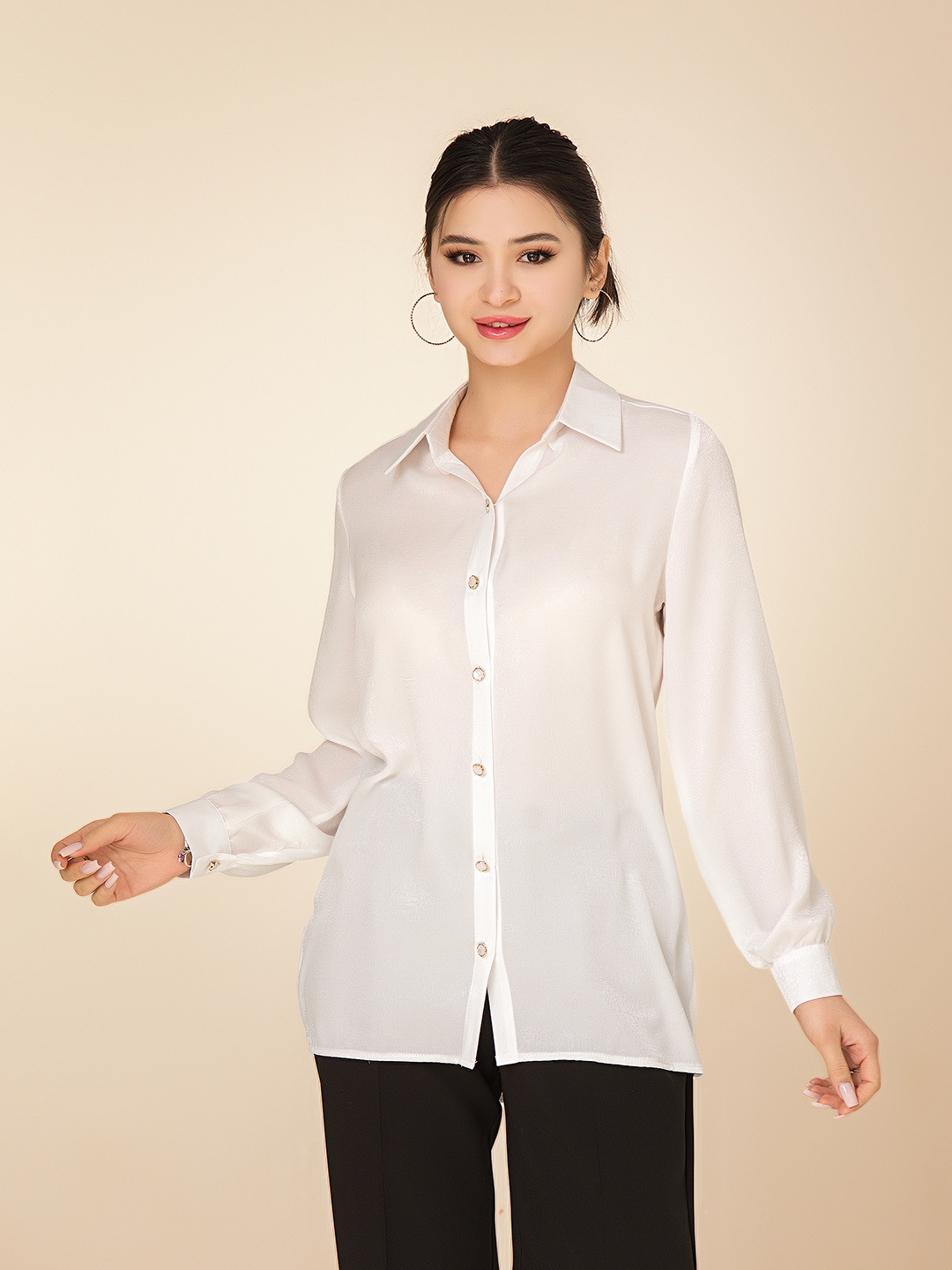 Ayollar ko‘ylagi, uzun yengli, klassik kesim, katta o‘lchamlar, DEGO 44-S 58-5XL - 