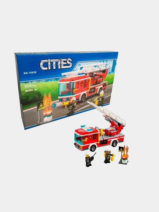 Конструктор Пожарная машина10828 CITIES 225 деталей с фигурками 6+ - 