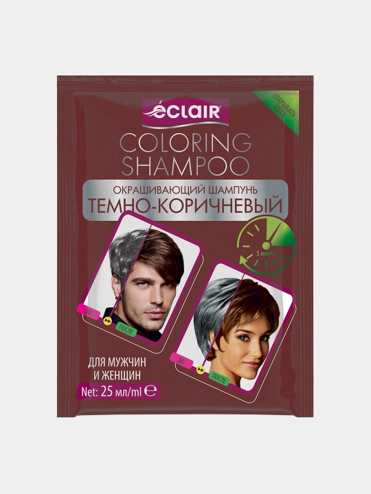 Eclair Dark Brown, rangli shampun, 25 ml - 