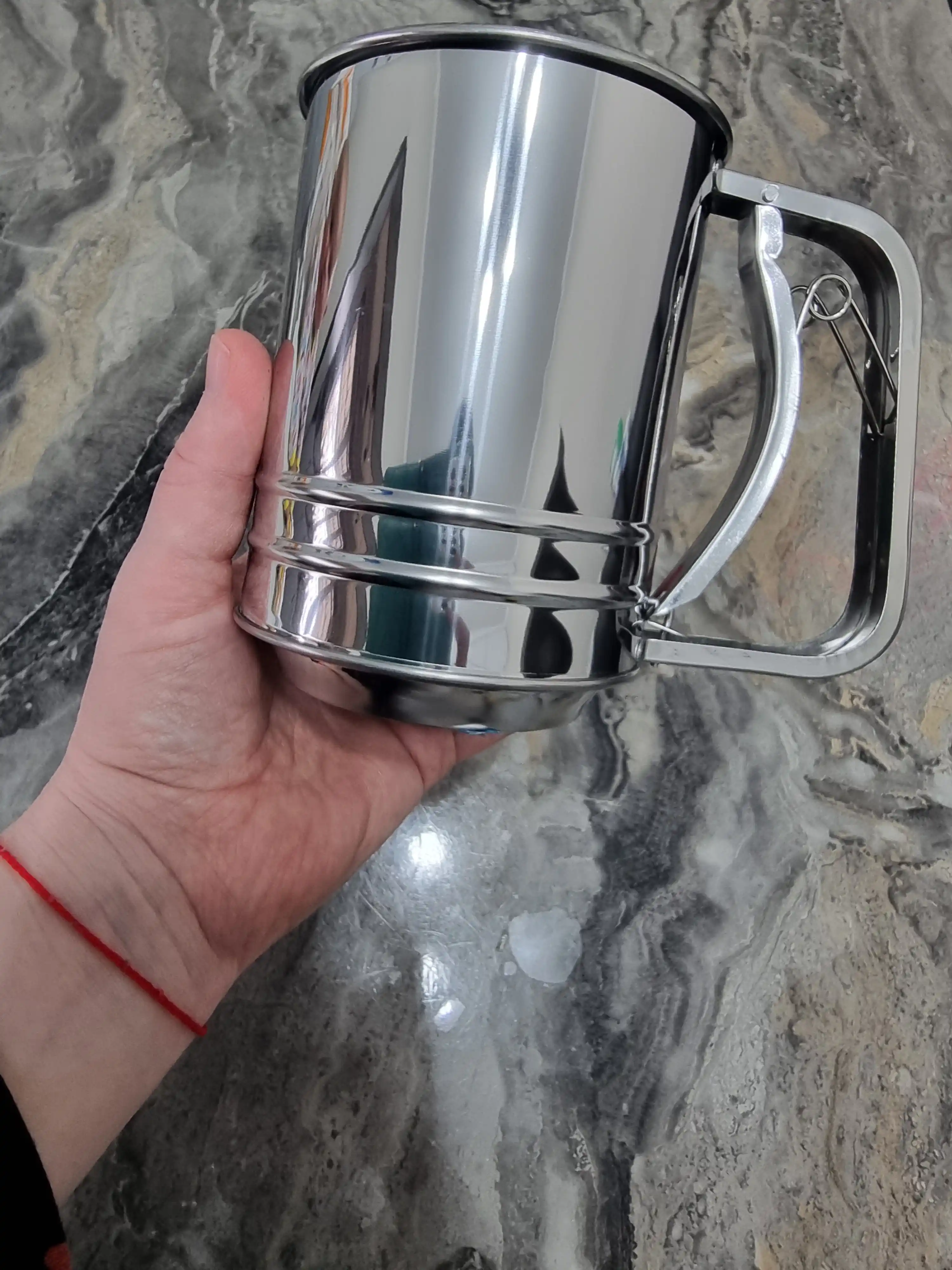 Кружка-сито для просеивания муки, сито стальное с ручкой, 300 гр, 500 гр