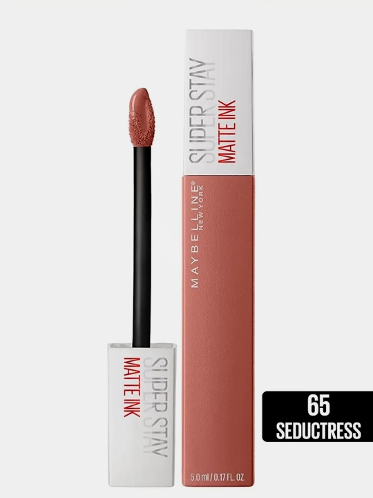 Suyuq matli lab bo'yog'i Maybelline New York Super Stay Matte Ink, soya 65, Beg'araz, 5 ml
