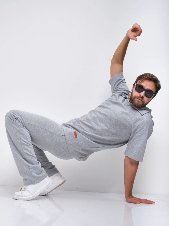 Erkaklar uchun ikki qismli uy kostyumi, trikotaj, paxta RentexStyle