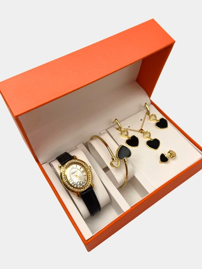 Комплект украшений, серьги, кольцо, браслет, чась цепочка, Messika Bvlgari, Vancleef — NOZE01-CHOPARD-ЧЕРН-QIMMAT