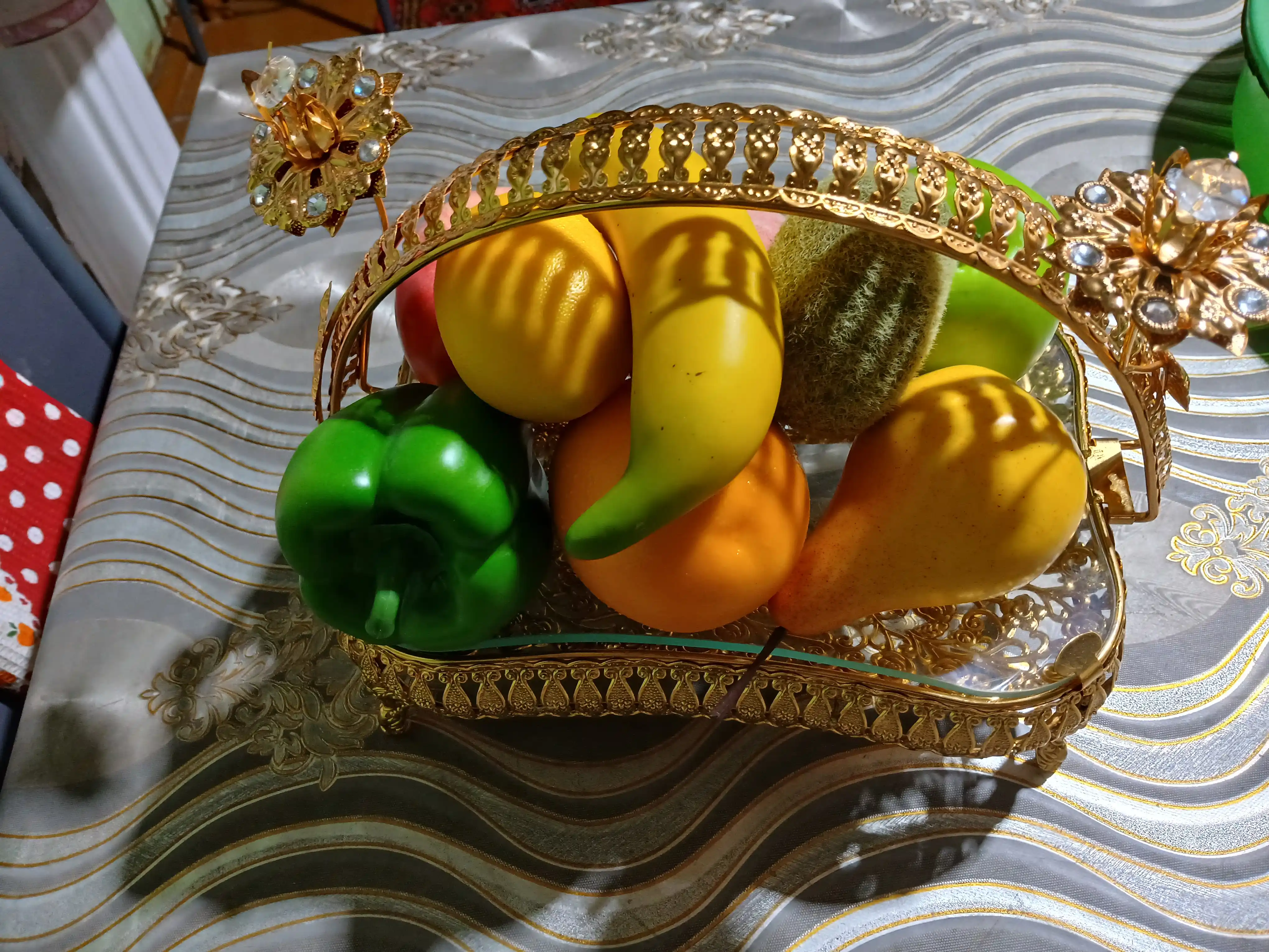 Sun'iy sabzavot va mevalar - bolgar, apelsin, mandarin, olma, banan, limon, Aniq o'lcham