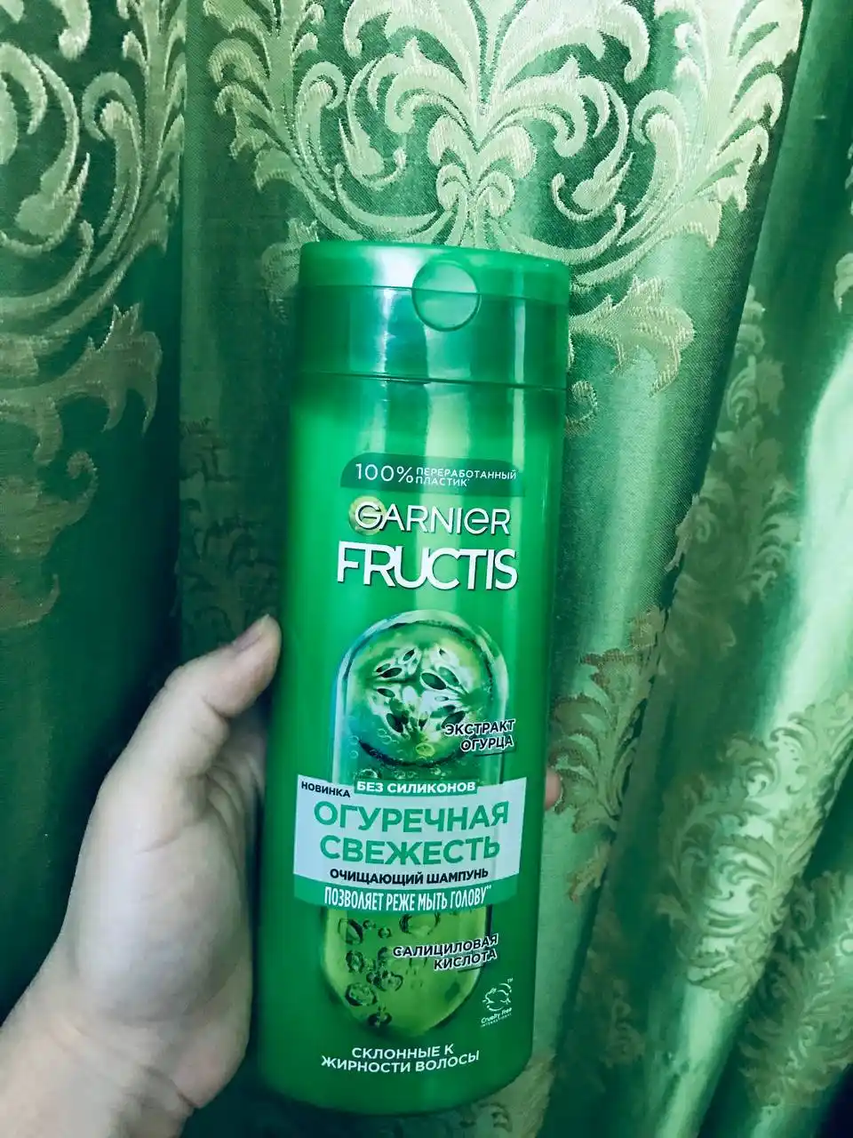 Garnier Fructis укрепляющий шампунь для волос Fructis, огуречная свежесть, склонные к жирности, 400 мл