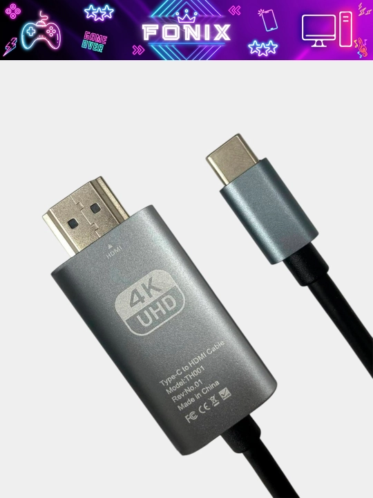 Adapter-kabeli Typ-Cdan HDMIga, 4K, 30 / 60 Hz. uzunligi 2M