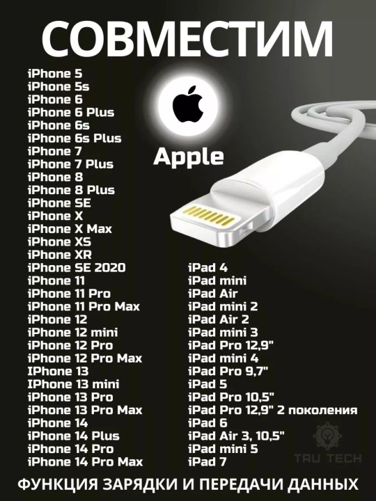 Зарядное устройство для iPhone, с кабелем, кабель Type-C/Lightning, 25W