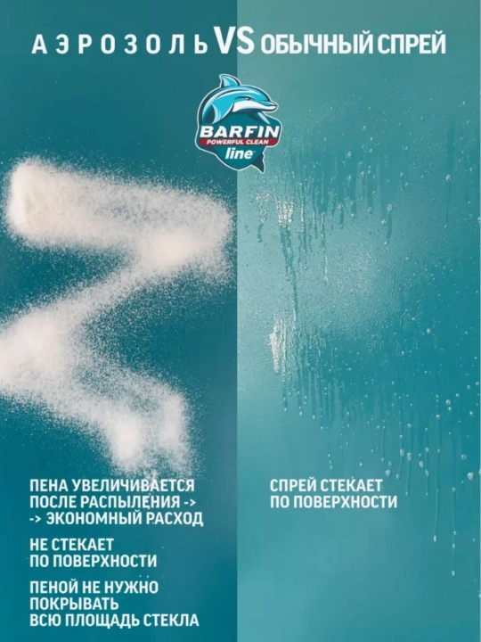 Средство для мытья окон, стекол и зеркал без разводов Barfin, лайм-мята 140 мл