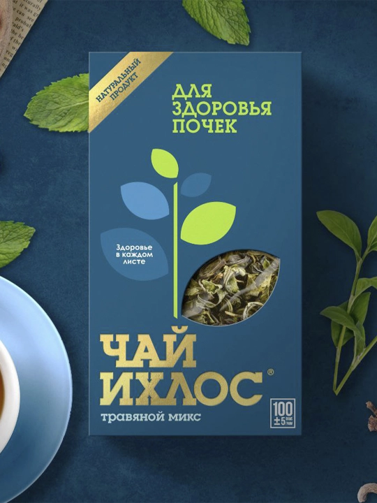 Чай листовой зеленый (Травяной микс) для почек Ihlos, 100 г - 