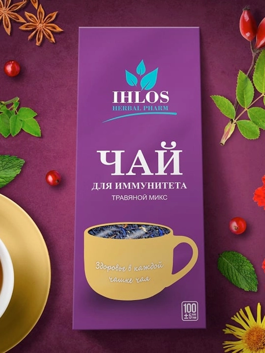 Чай листовой черный (Травяной микс) для иммунитета Ihlos, 100 г - 