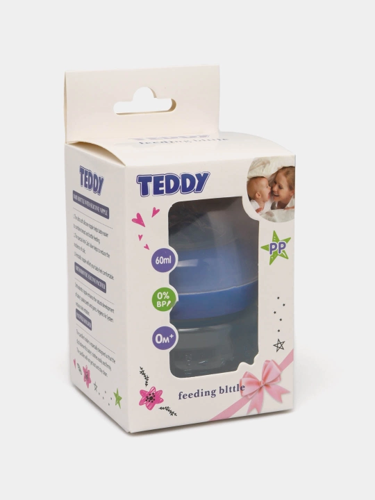 Kasha uchun bolalar butilkasi Teddy, to‘kilmaydi, ruchkali, 60, 125, 260, 330 ml