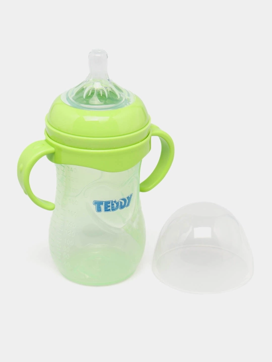 Kasha uchun bolalar butilkasi Teddy, to‘kilmaydi, ruchkali, 60, 125, 260, 330 ml