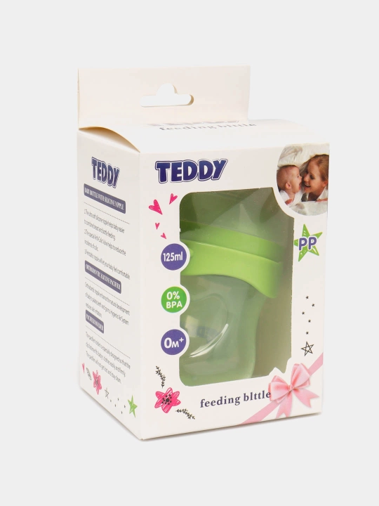 Kasha uchun bolalar butilkasi Teddy, to‘kilmaydi, ruchkali, 60, 125, 260, 330 ml