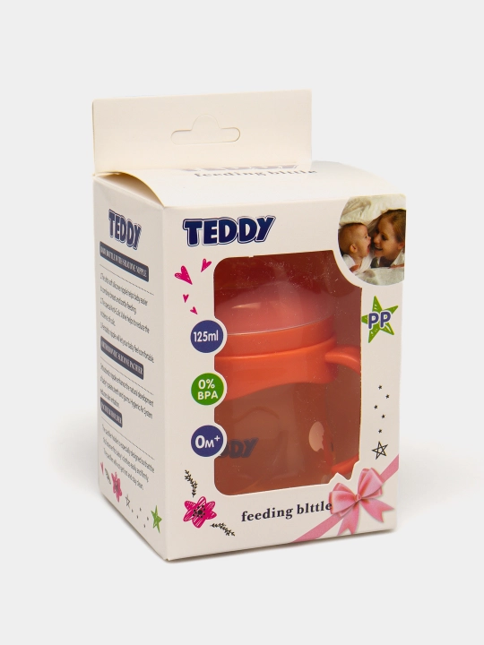 Kasha uchun bolalar butilkasi Teddy, to‘kilmaydi, ruchkali, 60, 125, 260, 330 ml