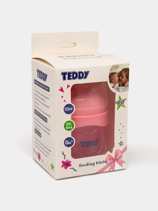 Kasha uchun bolalar butilkasi Teddy, to‘kilmaydi, ruchkali, 60, 125, 260, 330 ml