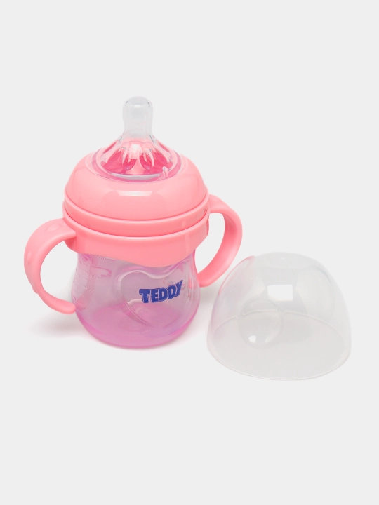 Kasha uchun bolalar butilkasi Teddy, to‘kilmaydi, ruchkali, 60, 125, 260, 330 ml