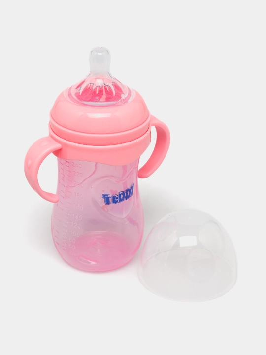 Kasha uchun bolalar butilkasi Teddy, to‘kilmaydi, ruchkali, 60, 125, 260, 330 ml