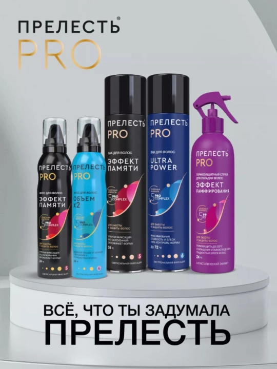Prelest Prof soch turmagi uchun juda kuchli fiksatsiyali ko‘pikli muss Hajmi x2 160 ml