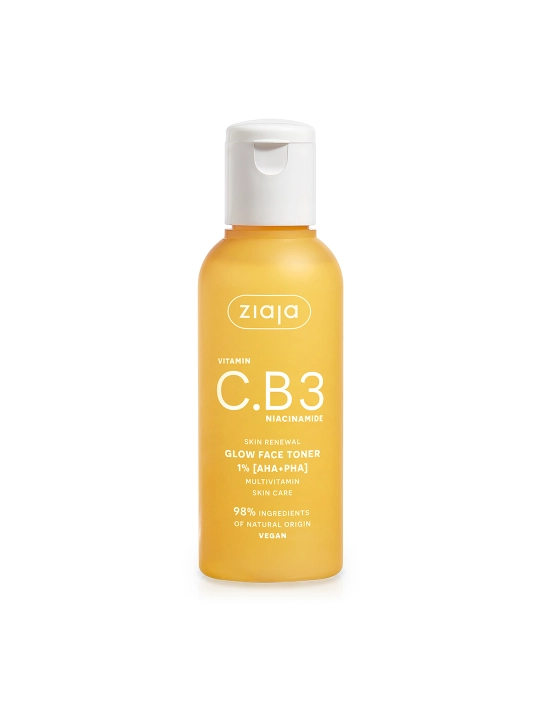Кислотный тоник для лица Ziaja Vitamin C.B3 AHA+PHA 1%, отшелушивающий, для сияния, 120 мл