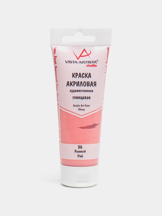 "VISTA-ARTISTA" Studio akril bo‘yog‘i, VAAG-75 yaltiroq, 75 ml, 36 pushti - 