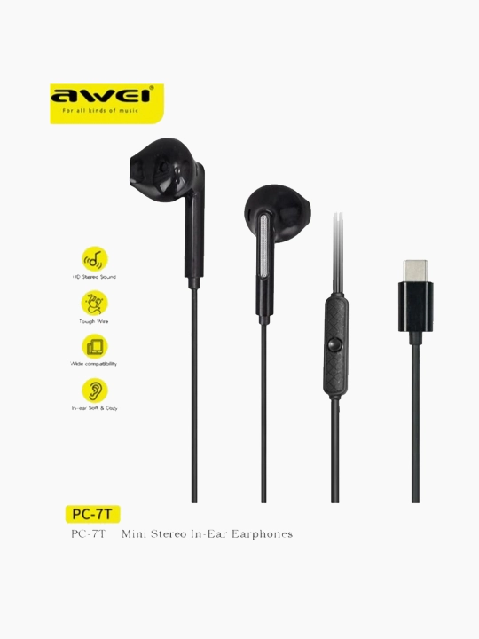 Проводные наушники гарнитура AWEI PC-7T, разъем Type С с микрофоном
