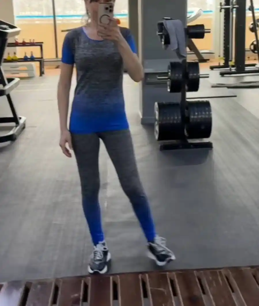 Ayollar fitnes sport kostyumi, losina va top, standart o‘lcham S-M-L-XL