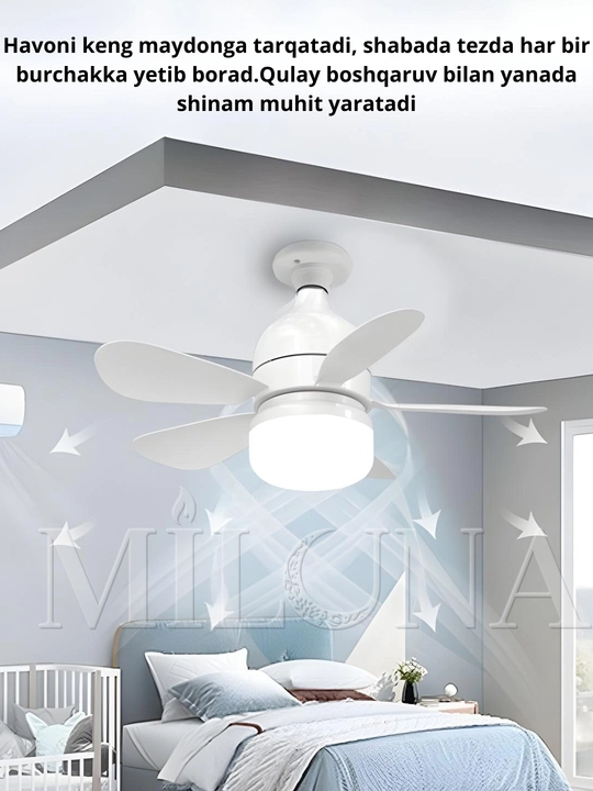Люстра с вентилятором LED, с пультом, 3 режима освещения, 4 режима вращения, для всех комнат