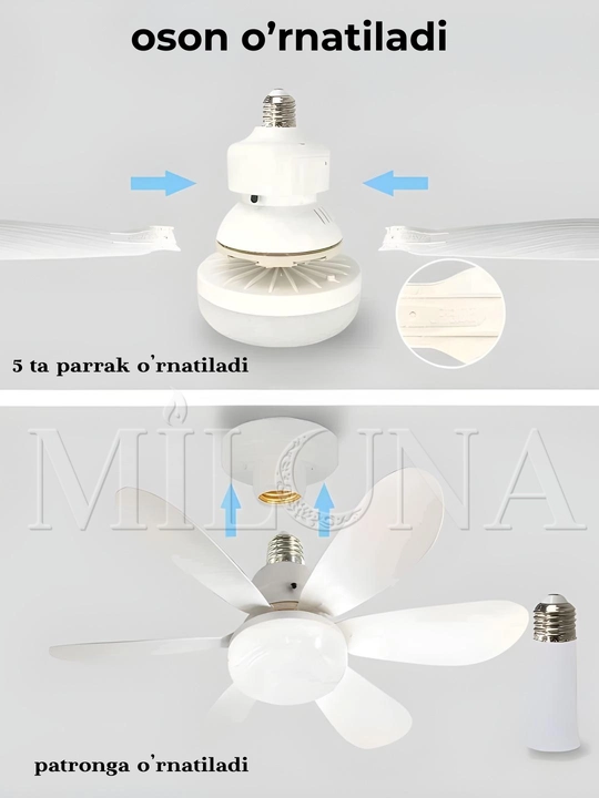 Люстра с вентилятором LED, с пультом, 3 режима освещения, 4 режима вращения, для всех комнат