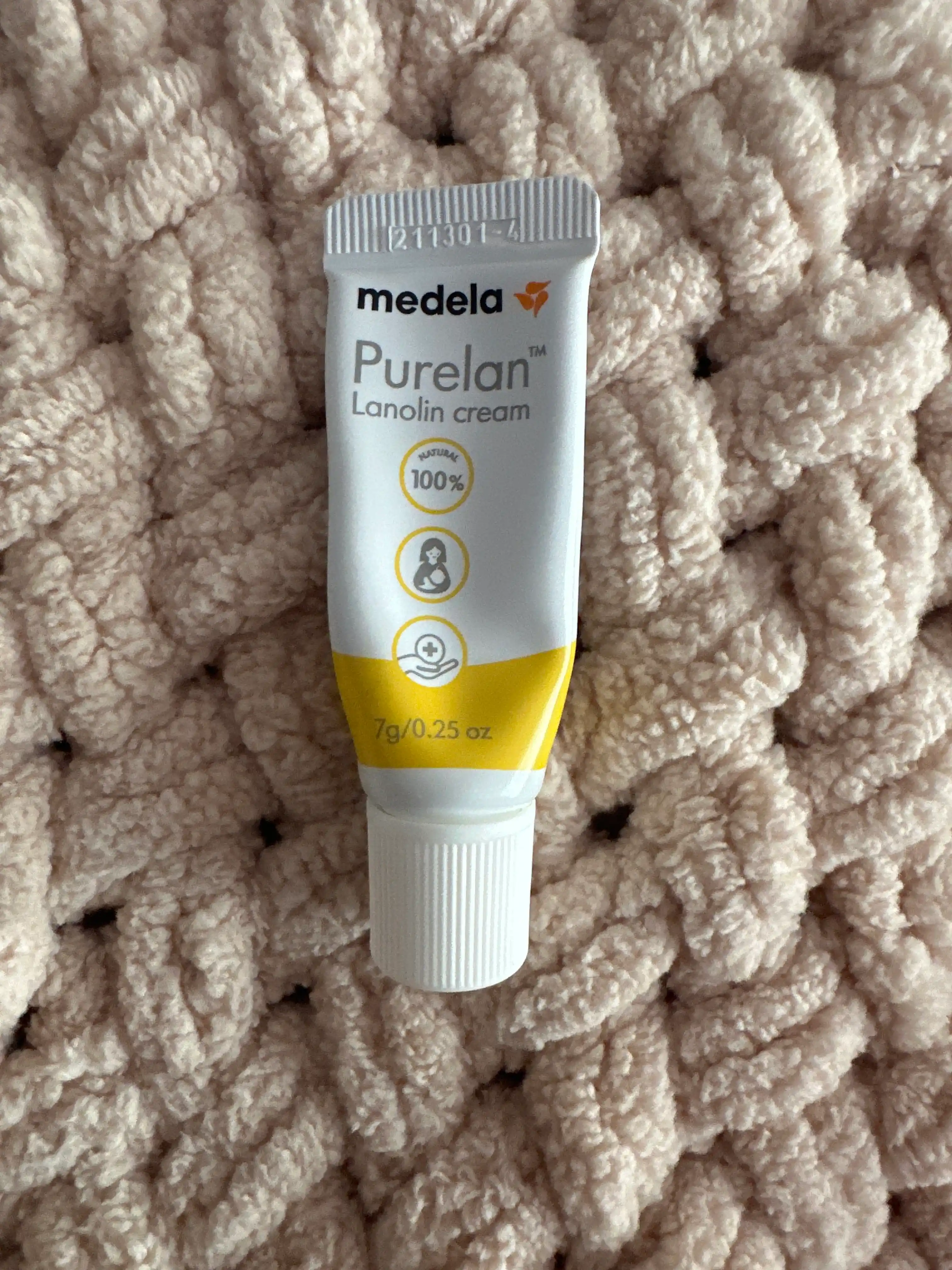 Ланолиновый крем для сухой кожи, Medela Purelan Natural, 7 г, маленький тюбик