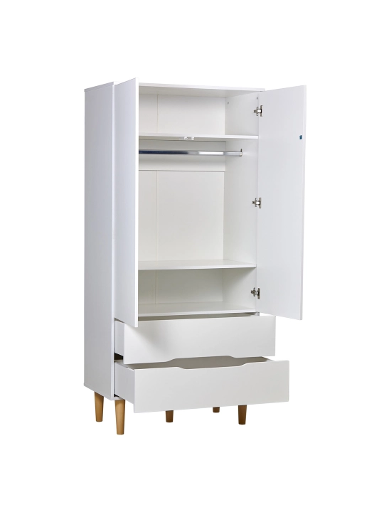 Ikki qismli Polini kids Simple 3610 shkafi, tortmalari bilan, oq eman