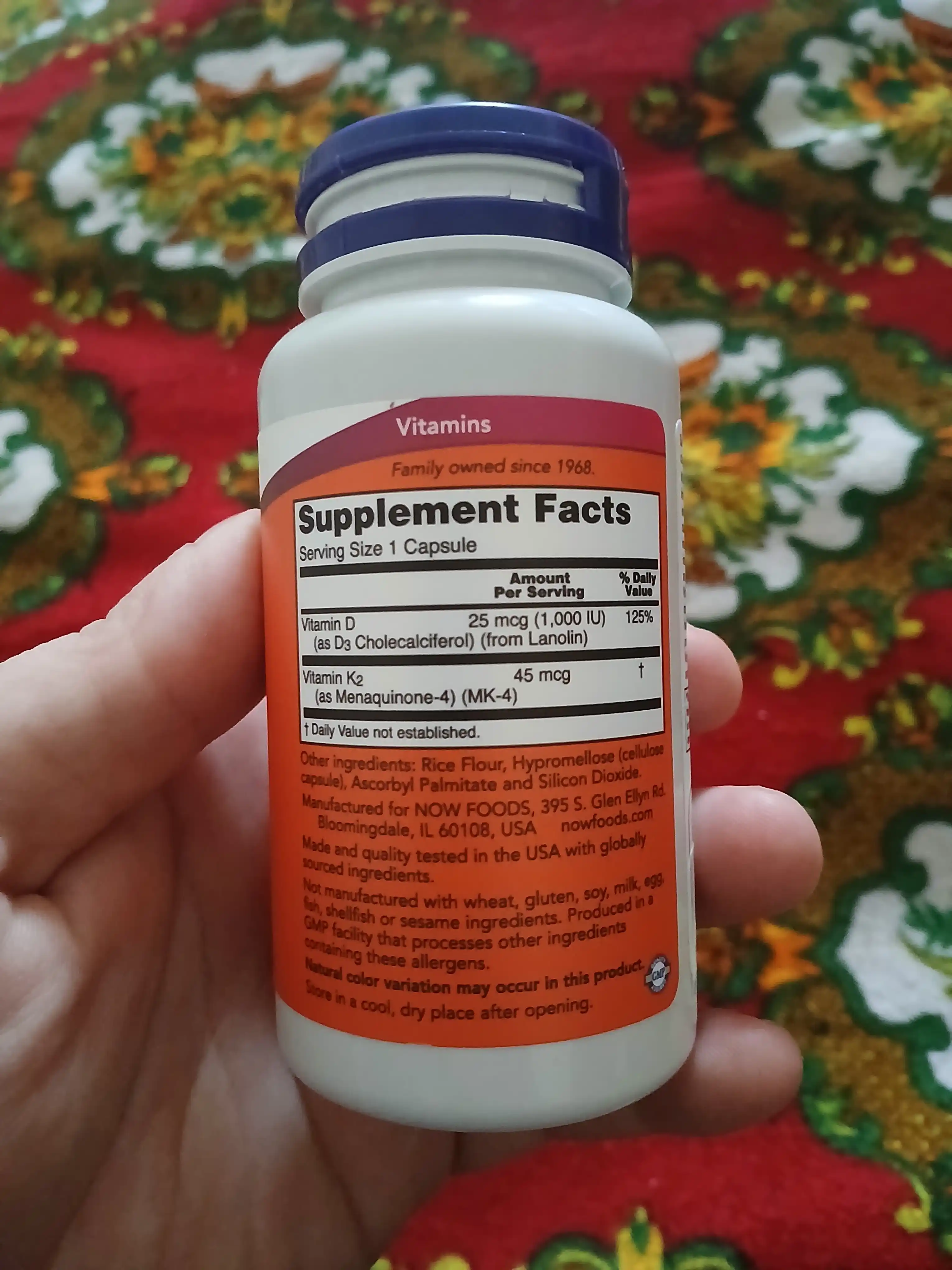 D3 + K2 NOW Foods vitaminlari - mustahkam suyaklar va sog'lom yurak uchun, 120 ta kapsula
