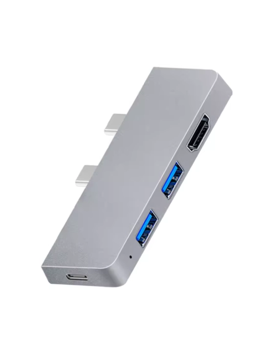 Surface Pro 8/9/10 uchun kop funksiyali hub: HDMI, 2 USB-A, Type-C, SD/TF karta oqish