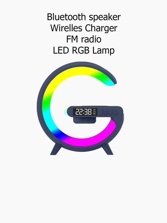 Умная Bluetooth колонка + беспроводная зарядка + ночник, с часами и будильником, FM radio - 