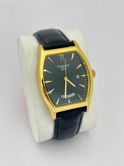 Мужские наручные часы TISSOT, классического стиля, с ремешком из эко-кожи — IWATCHE-80W0077-УГОЛЬН