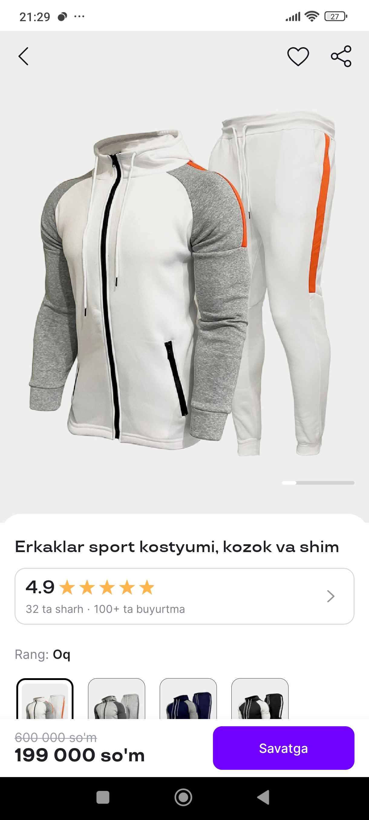 Erkaklar sport kostyumi, yengil kiyim to'plami, sport uchun kiyim, razmer M-XXXL