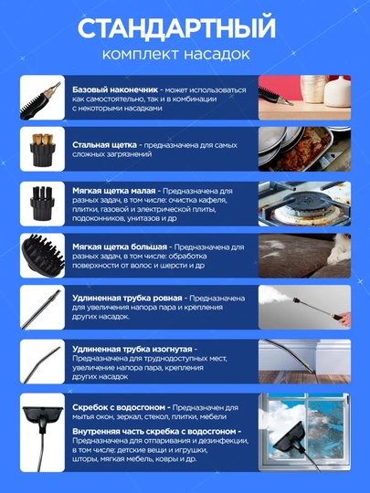 Пароочиститель для уборки дома, с расширенным набором