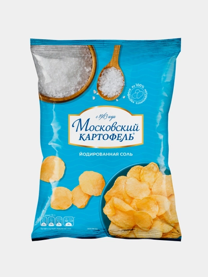 Картофельные чипсы Московский Картофель, рифленые с морской солью, 120 г — РУССКИЙ-P17D7FF
