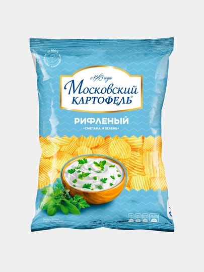 Чипсы Московский картофель, со вкусом сметаны и зелени, 120 гр — РУССКИЙ-P17D802