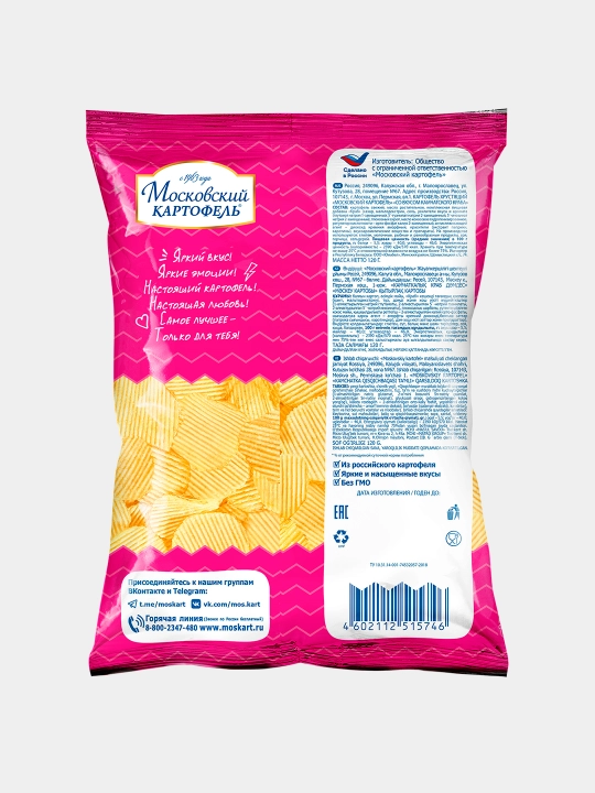 Chipslar "Moskva kartoshkasi" krab ta’mi bilan, 120 g