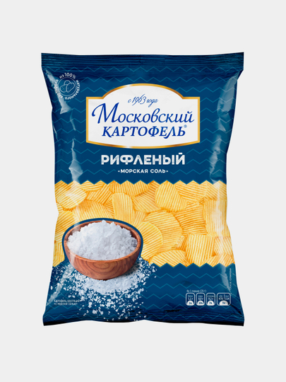 Картофельные чипсы Московский Картофель, рифленые с морской солью, 150 г — РУССКИЙ-P17D7FE