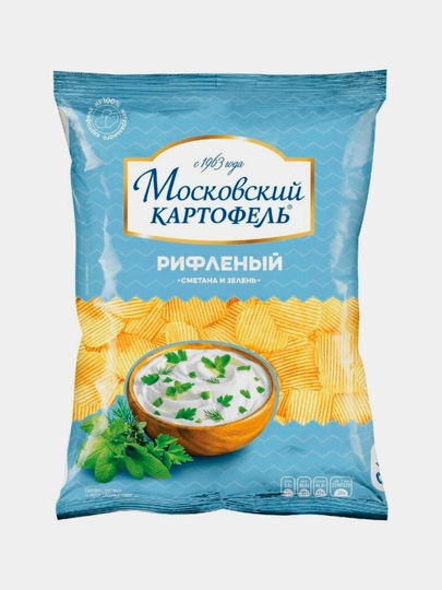 Чипсы Московский картофель, с вкусом сметаны и зелени, 60 г — РУССКИЙ-P17D7EA