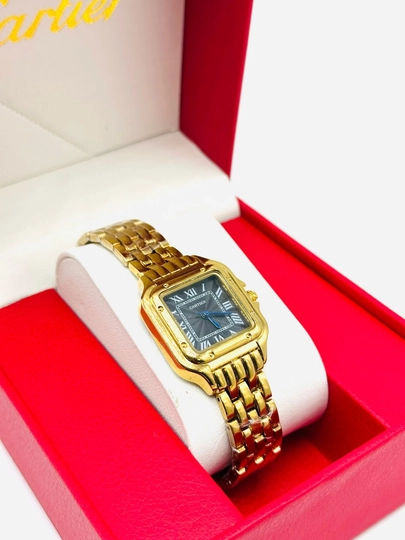 Женские наручные часы Cartier 4+1 с коробкой, документом и подарочным пакетом — LWATCHS-00W0027-ЧЕРН