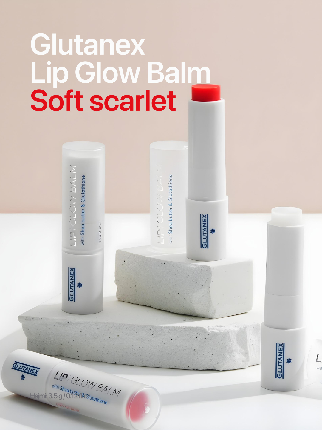 Glutanex Lip Glow Balm Soft Scarlet – namlantiruvchi va oziqlantiruvchi lab balzami - 