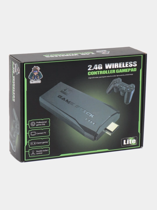 "GameStick Lite" o'yin konsoli 64 GB, 4K Ultra HD, 2 geympad, 10000 retro o'yinlar